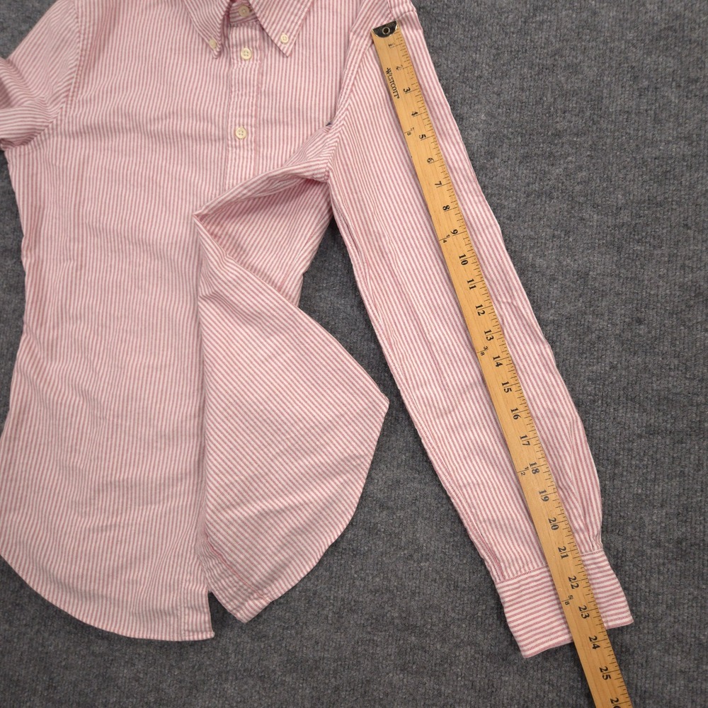 Ralph Lauren Oxford Shirt Mens M Burgundy White Striped Flesh Pony Custom Fit - Picture 6 of 8
